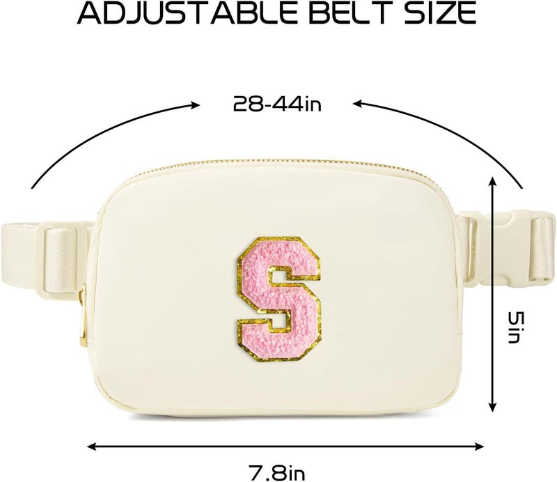 Gitus Personalized Gifts Birthday Gifts for Girls Fanny Pack Cross Body Bags with Initial Letter Preppy Stuff Gifts for Her Girlfriend Wife Sister Friends Mom (Ivory-S) - Image 3